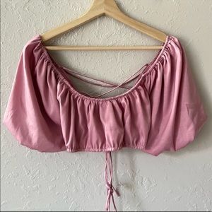 NWT Emory Park Satin Crop Top Puff sleeve M
